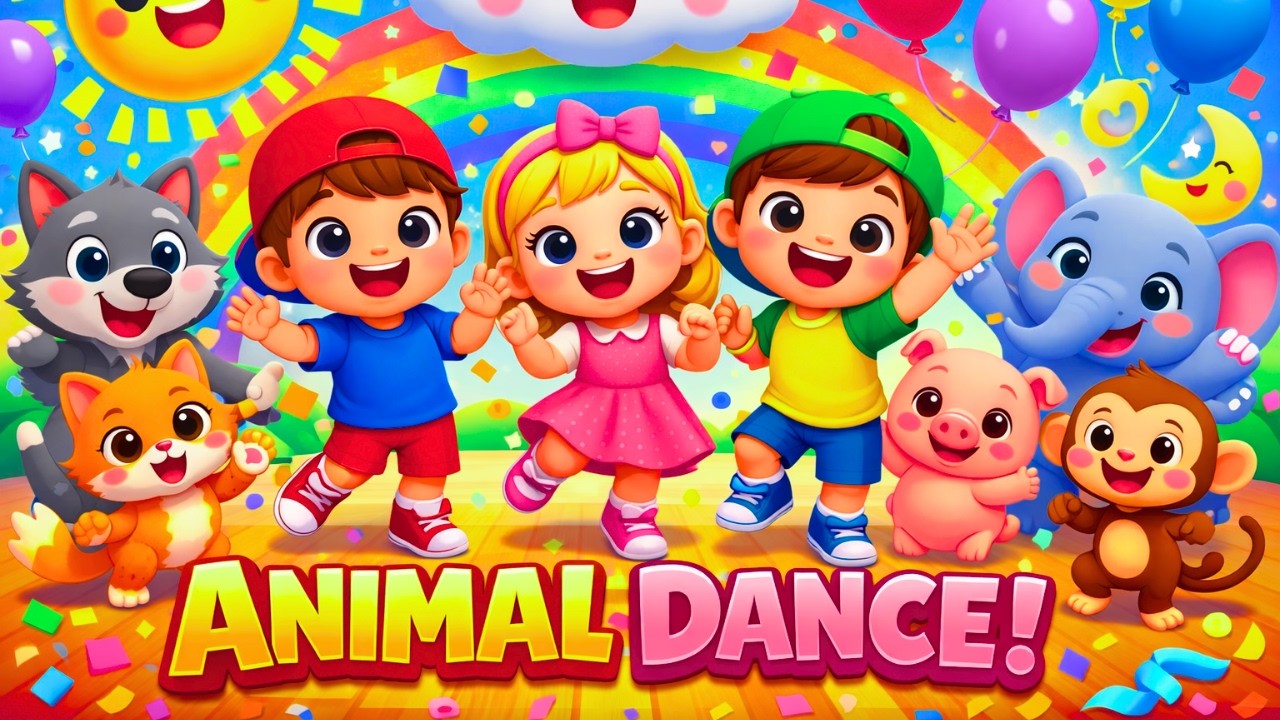 Animal Dance Song 🐵🦆🐷 | Fun Animal Sounds Song for Kids | Kids Dance Nursery Rhyme