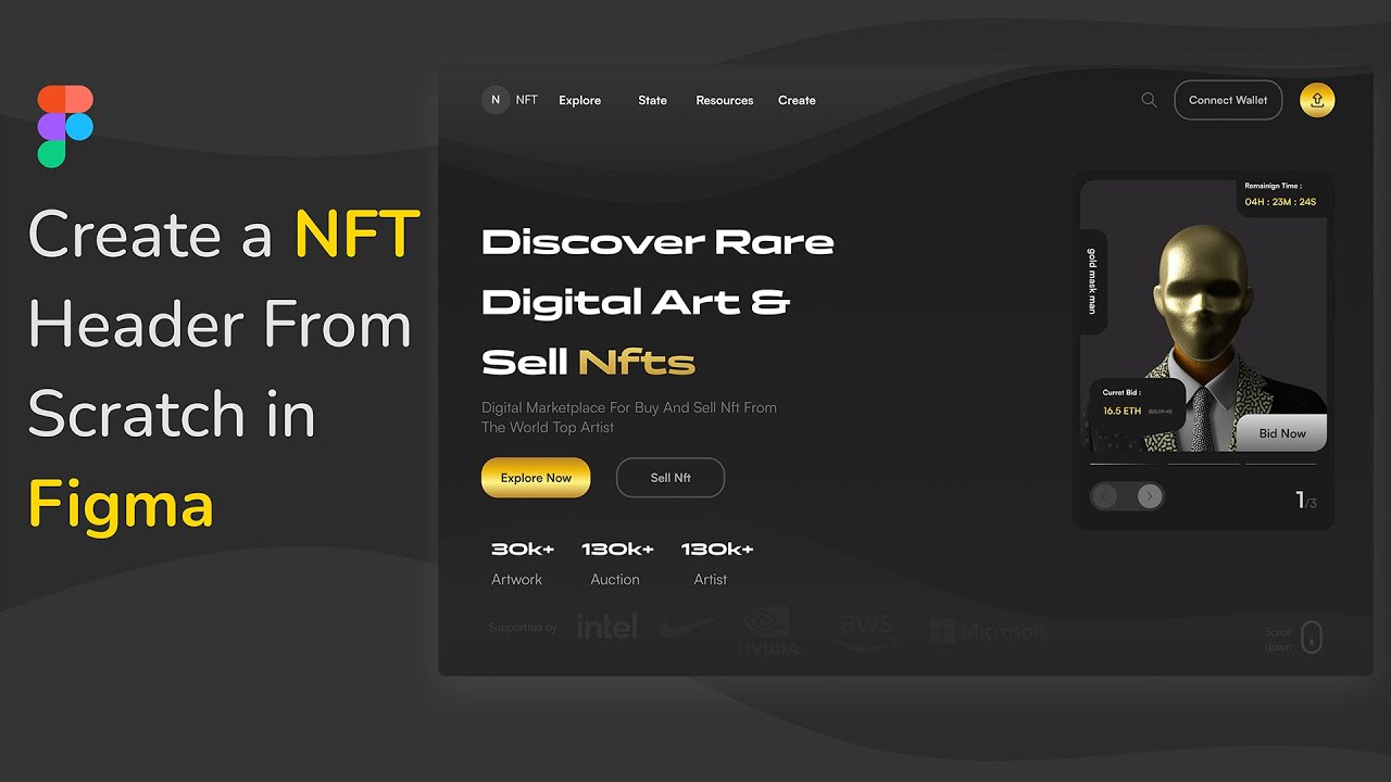 NFT Website Header Design From Scratch In Figma | UI Trend 2021  UI Design Tutorial | Figma Tutorial