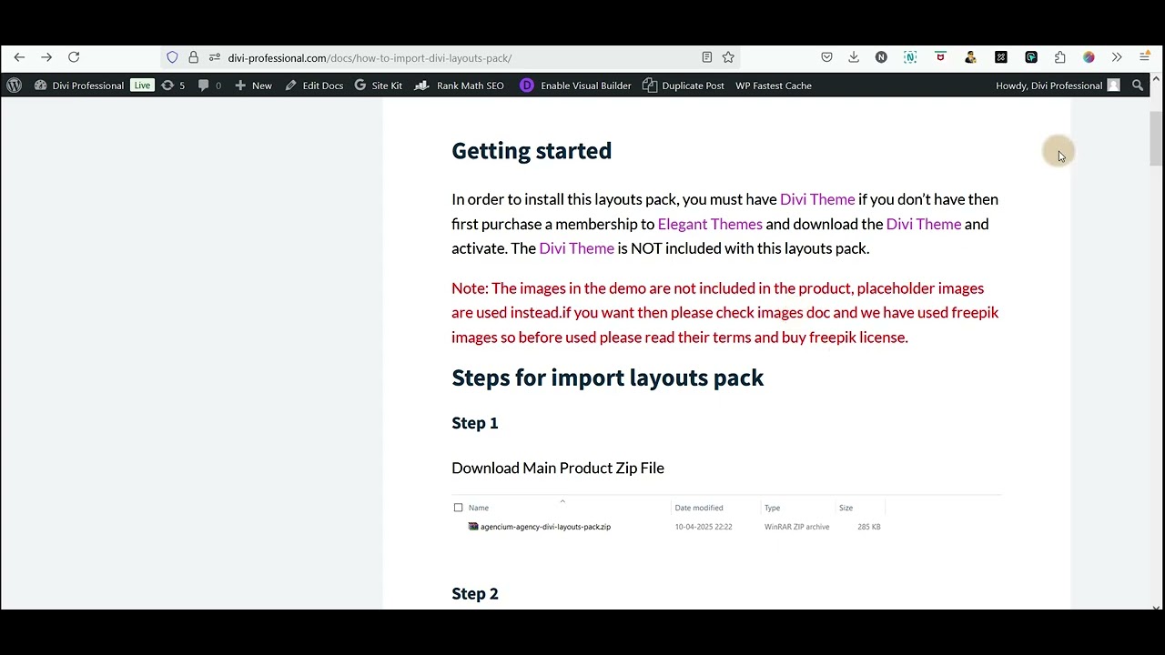 How to import Divi Layouts Pack?