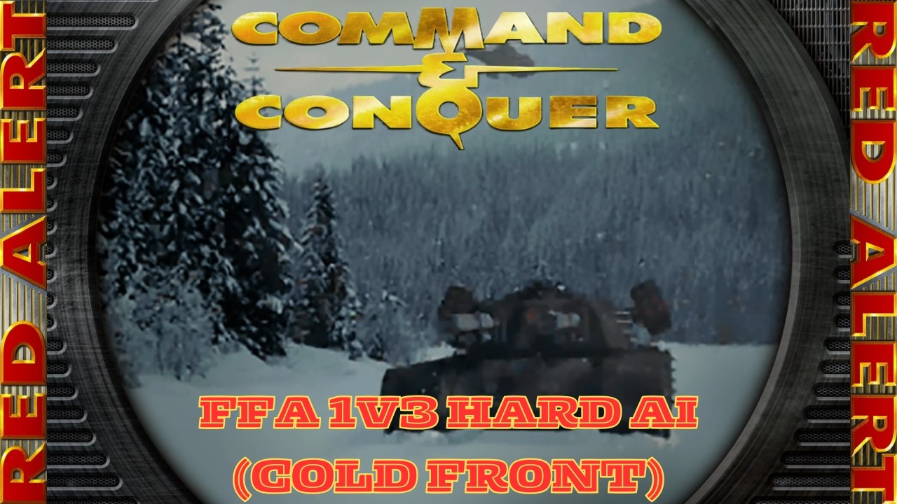 Command And Conquer Red Alert Skirmish FFA 1V3 Hard (Cold front) RTS Soviet Gameplay PC