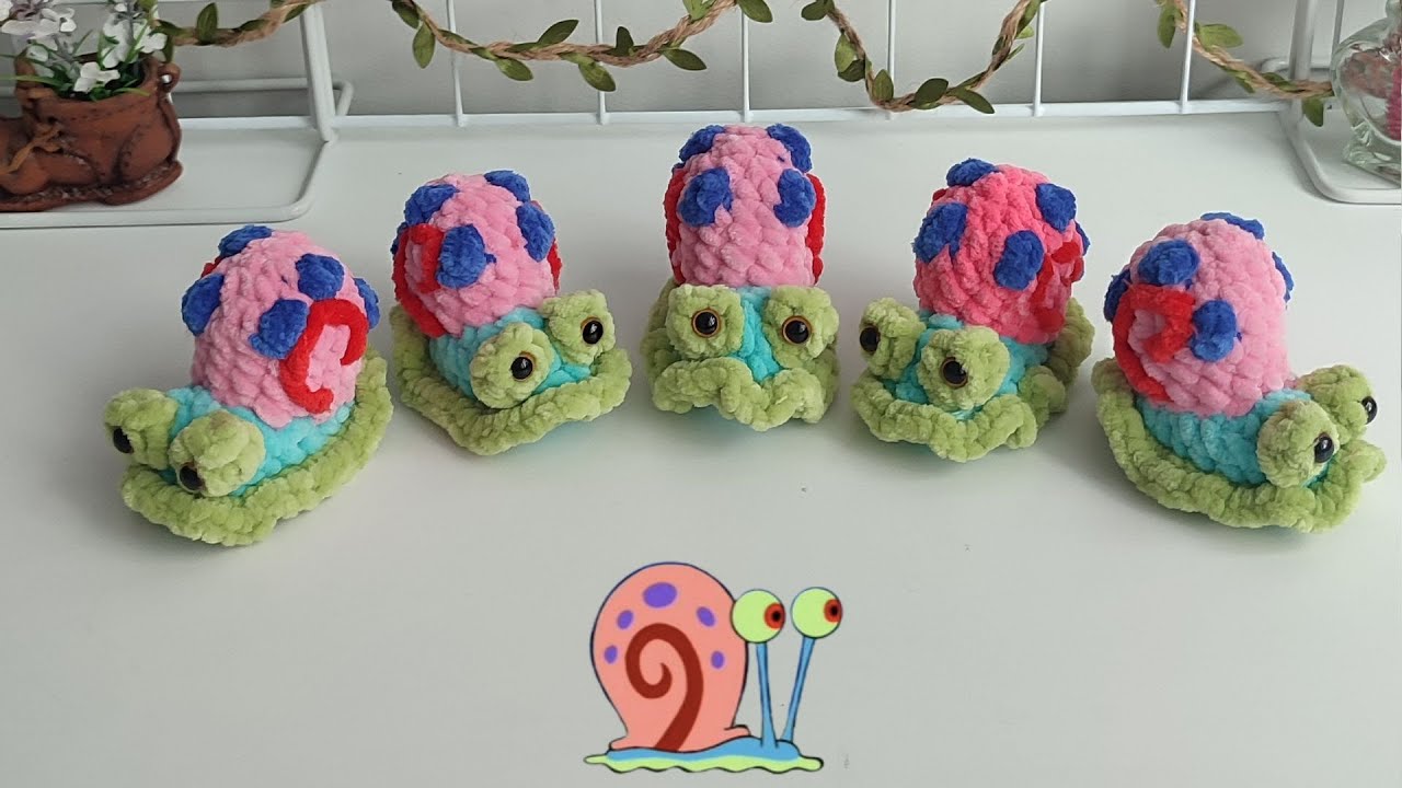 Crochet tutorial Gary the snail, Spongebob's pet