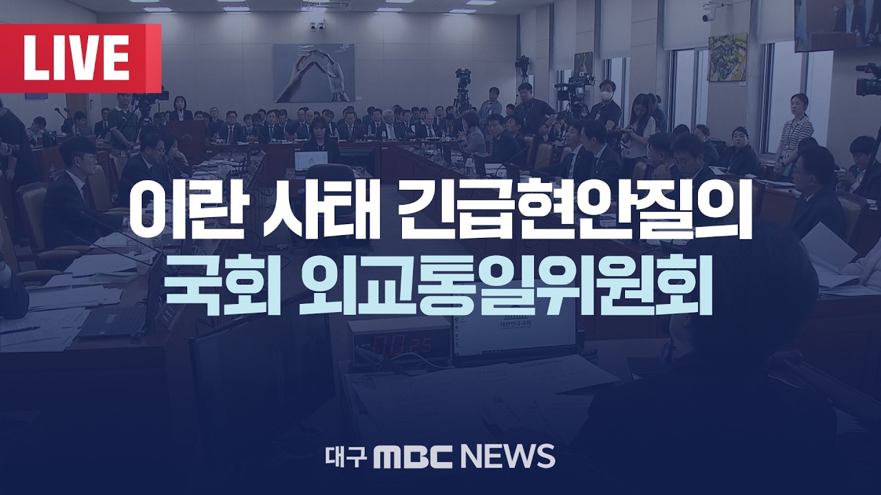 이란 사태 긴급현안질의 국회 외교통일위원회 [LIVE] | 대구MBC 2026년 3월 6일