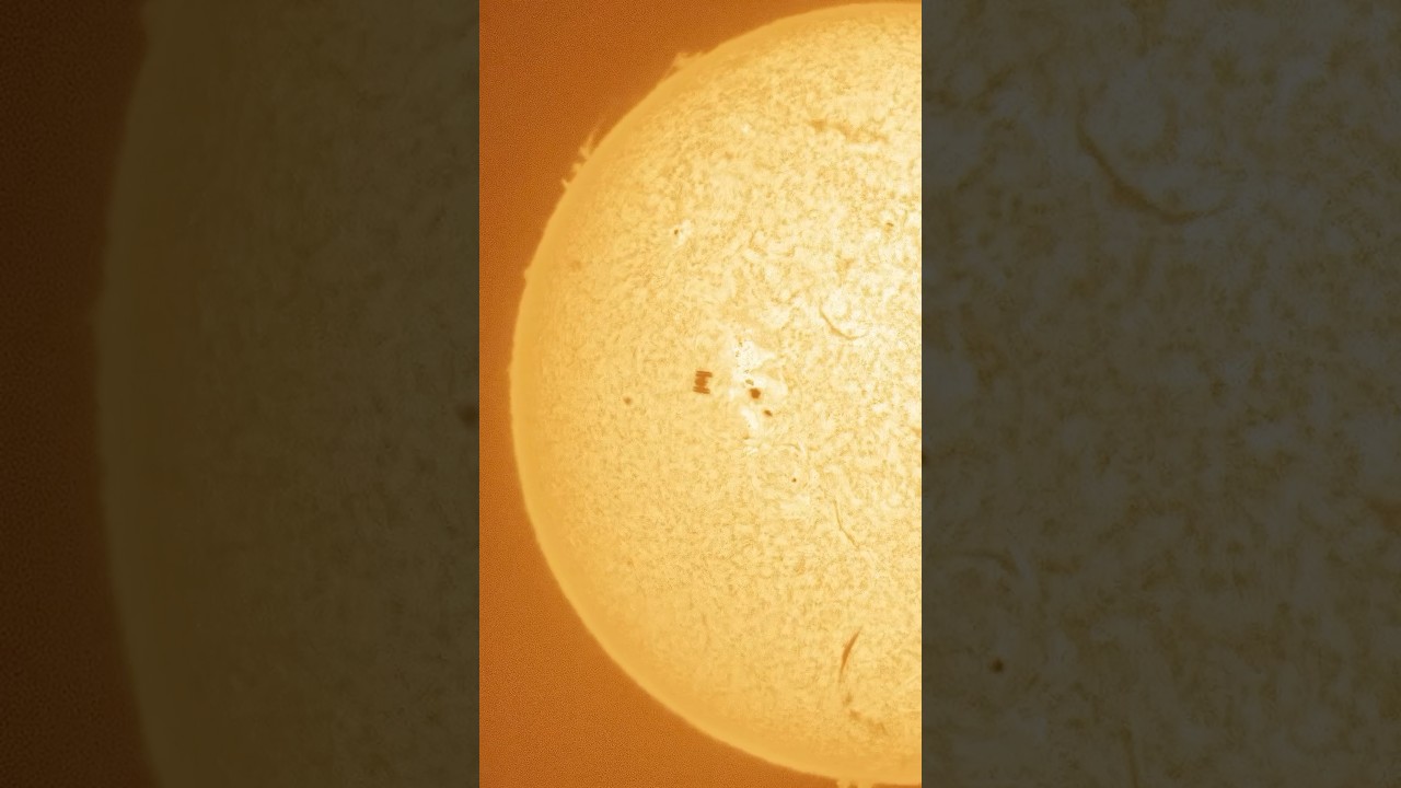 ISS transiting the Sun or is it a TIE fighter 🤔 shot with H-alpha solar filter #ISS #Sun #starwars