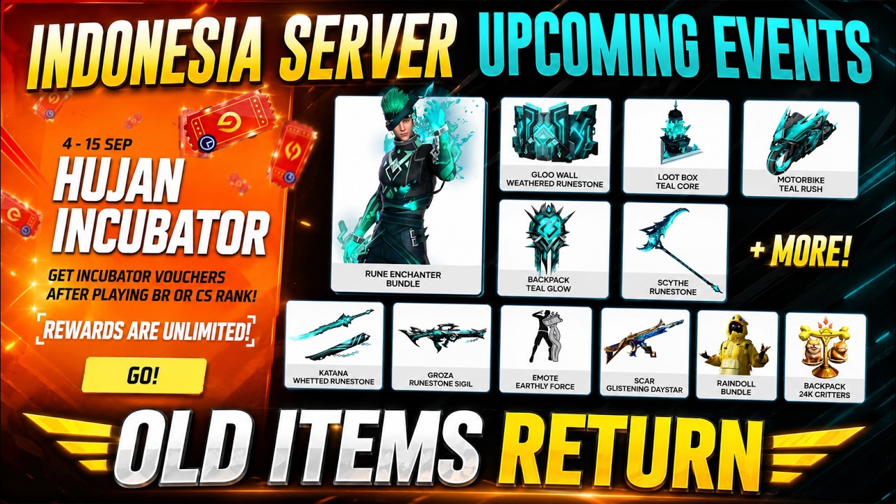 FF Indonesia Server 😱 OLD Items RETURN + FREE Incubator Voucher! | New Event Today