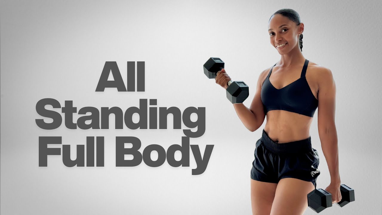 20 minute Full Body ALL STANDING Dumbbell Workout to Build Muscle & Strength