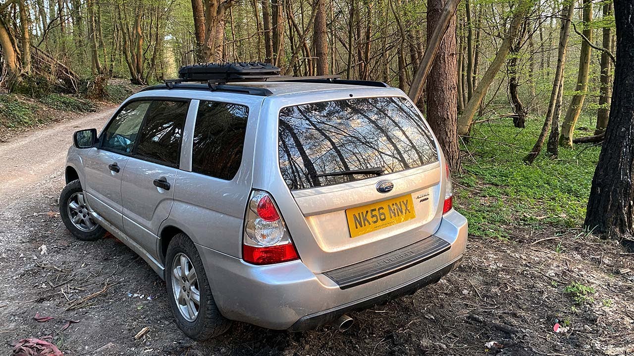 First Solo Wild Car Camp, Forester in a Forest, Kent, UK