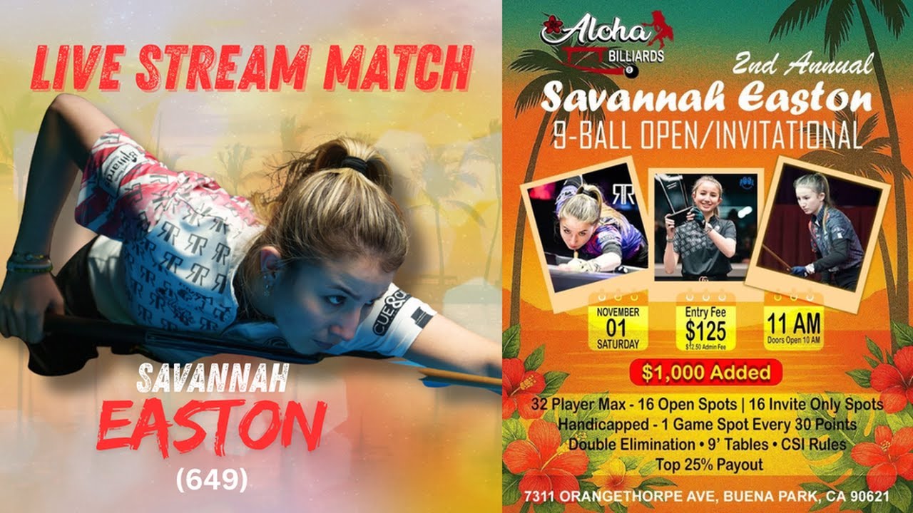 САВАННА ИСТОН 🇺🇸 против ЛАРРИ ИСТОНА | Полуфинал | Aloha Billiards Savannah Easton 9 Ball Open