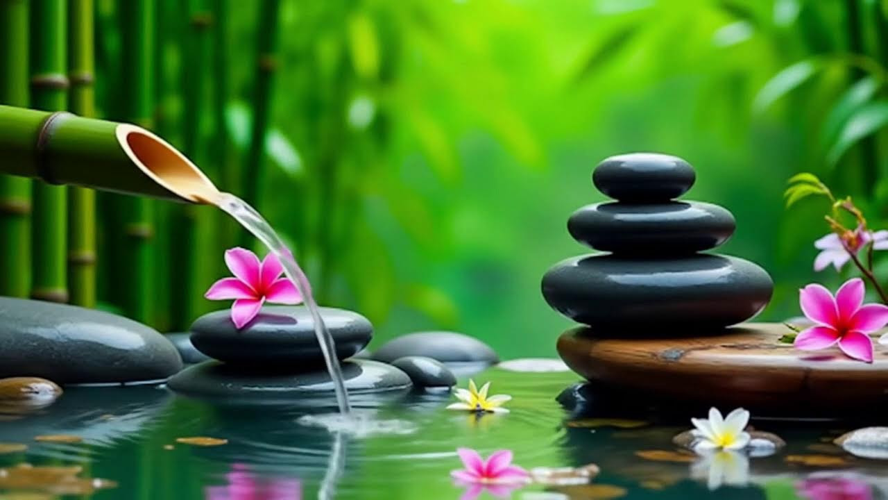 Relaxation Piano and Bamboo Water Sounds 🌿 Deep Sleep, Meditation & Healing Music, Calm Piano Music