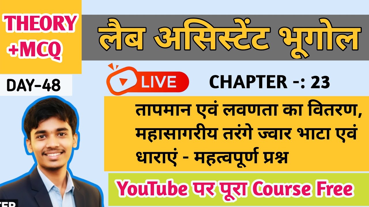 महासागरीय तरंगें, ज्वार- भाटा एवं धाराएँ MCQ |  Lab Assistant Geography Class 2026