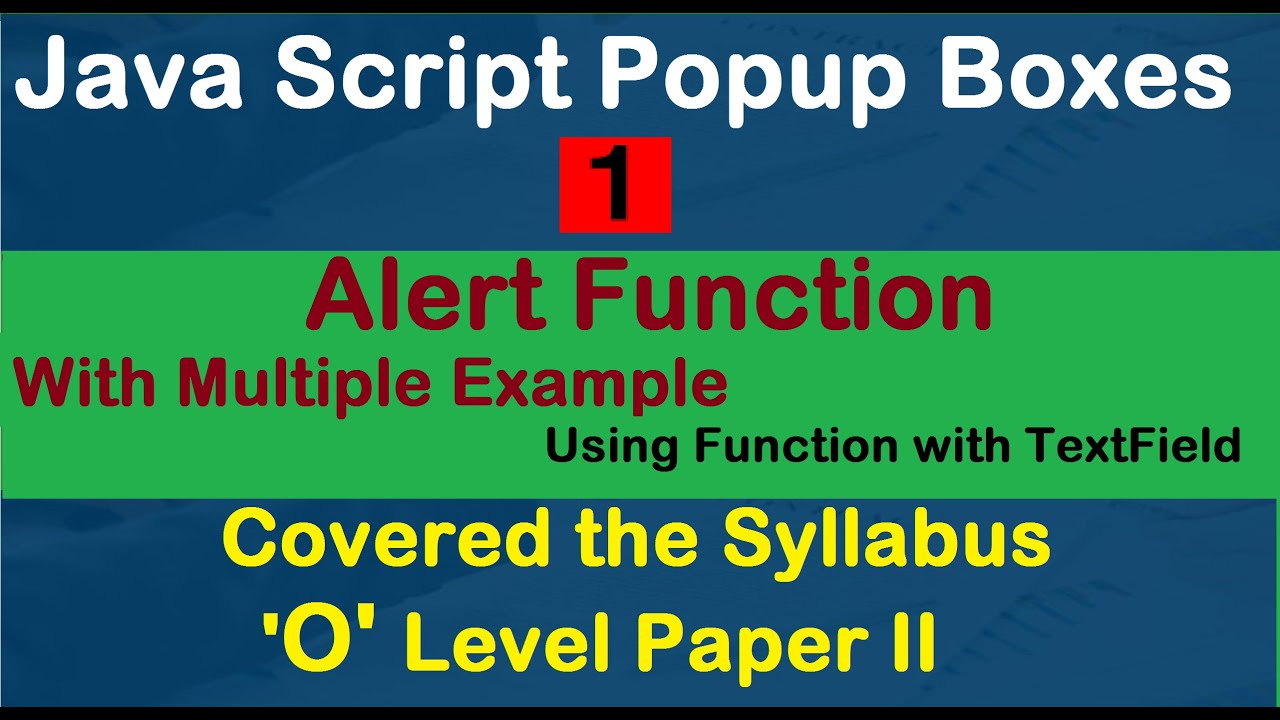 Javascript Popup Boxes - Alert Box Explained with Examples in Hindi.