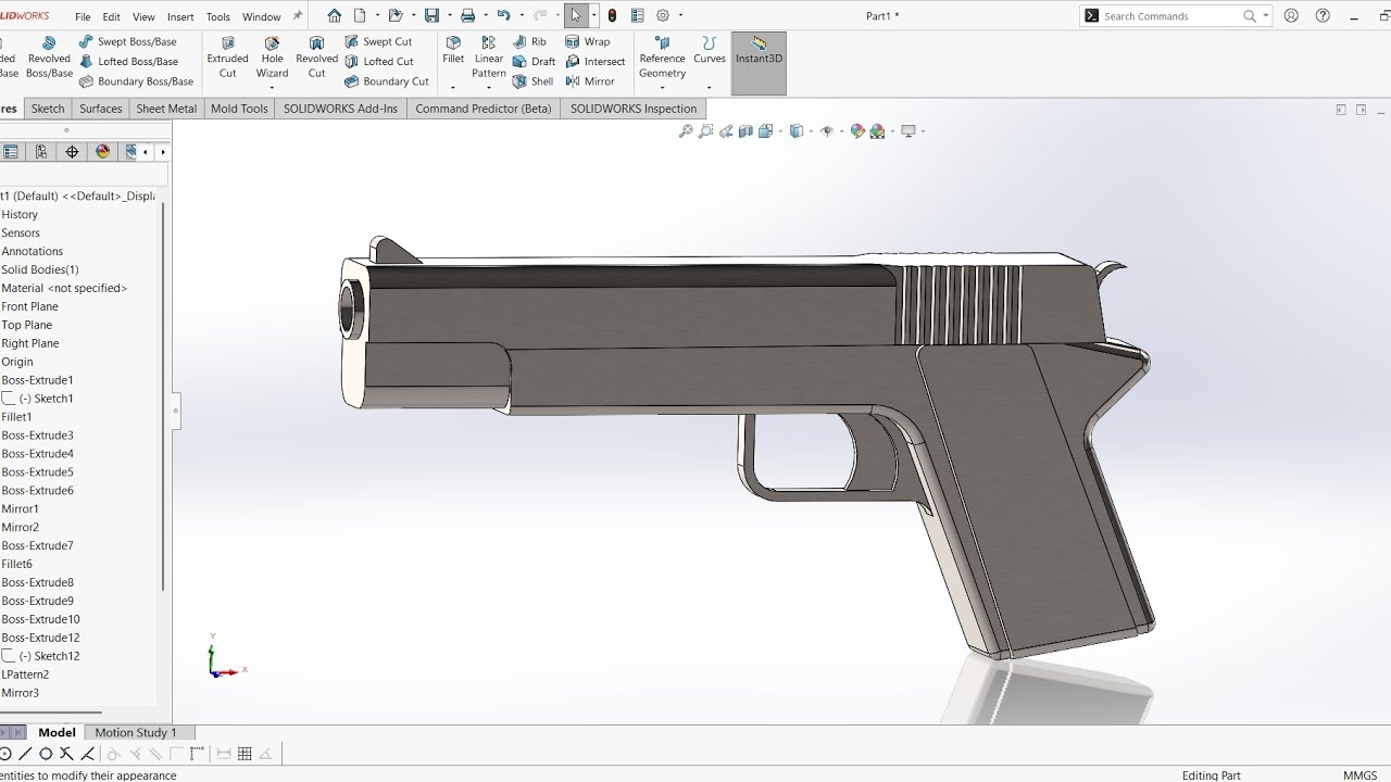 How to make a gun model in Solidworks / gun design in Solidworks 