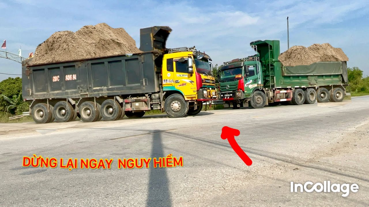100 heavy trucks carrying sand climb dangerously high slopes | xem 100 tải Howo xe Hoàng huy leo dốc
