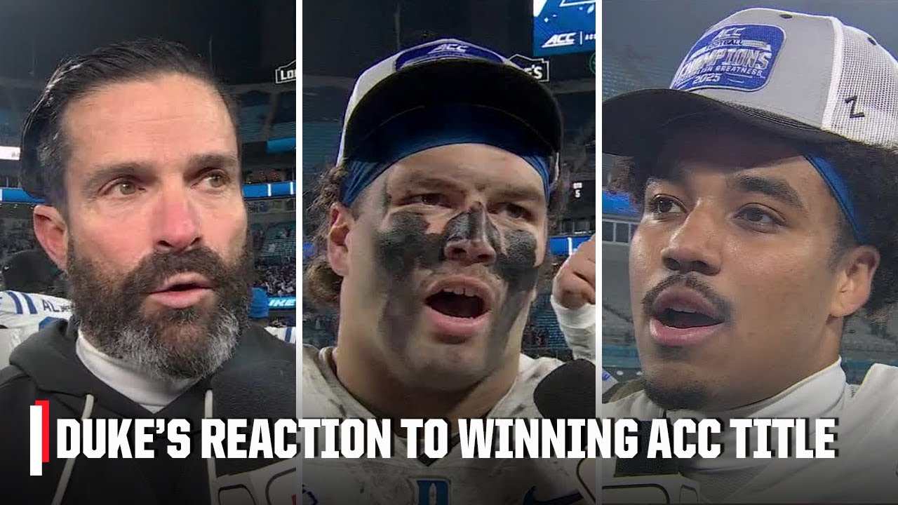 Duke's Manny Diaz, Luke Mergott & Darian Mensah react to OT win vs. Virginia | ESPN CFB