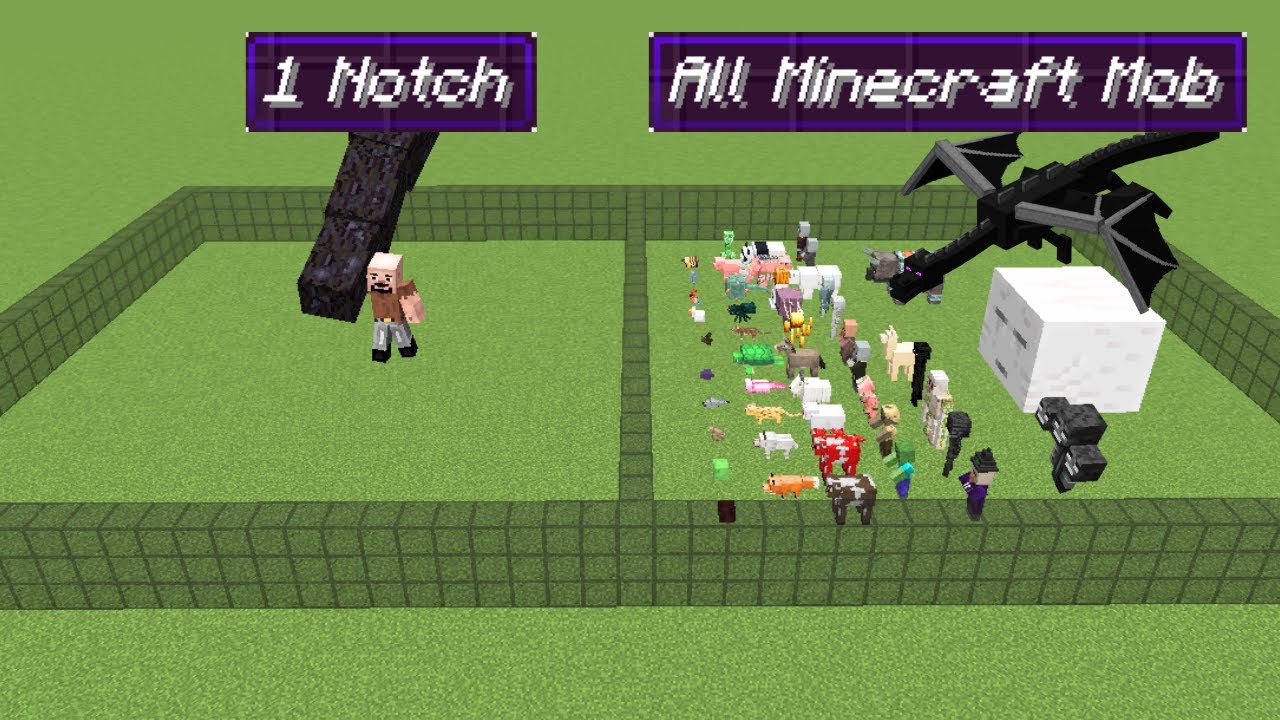 all minecraft mobs vs 1 notch (but notch has all effects) | Minecraft Mob Battle
