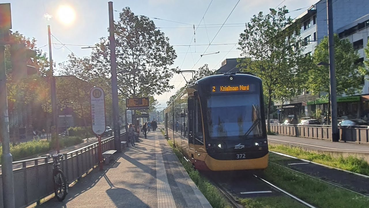 Riding with Karlsruhe tram line 2, from Kußmaulstr. to Ebertsstr. (Squeaky)