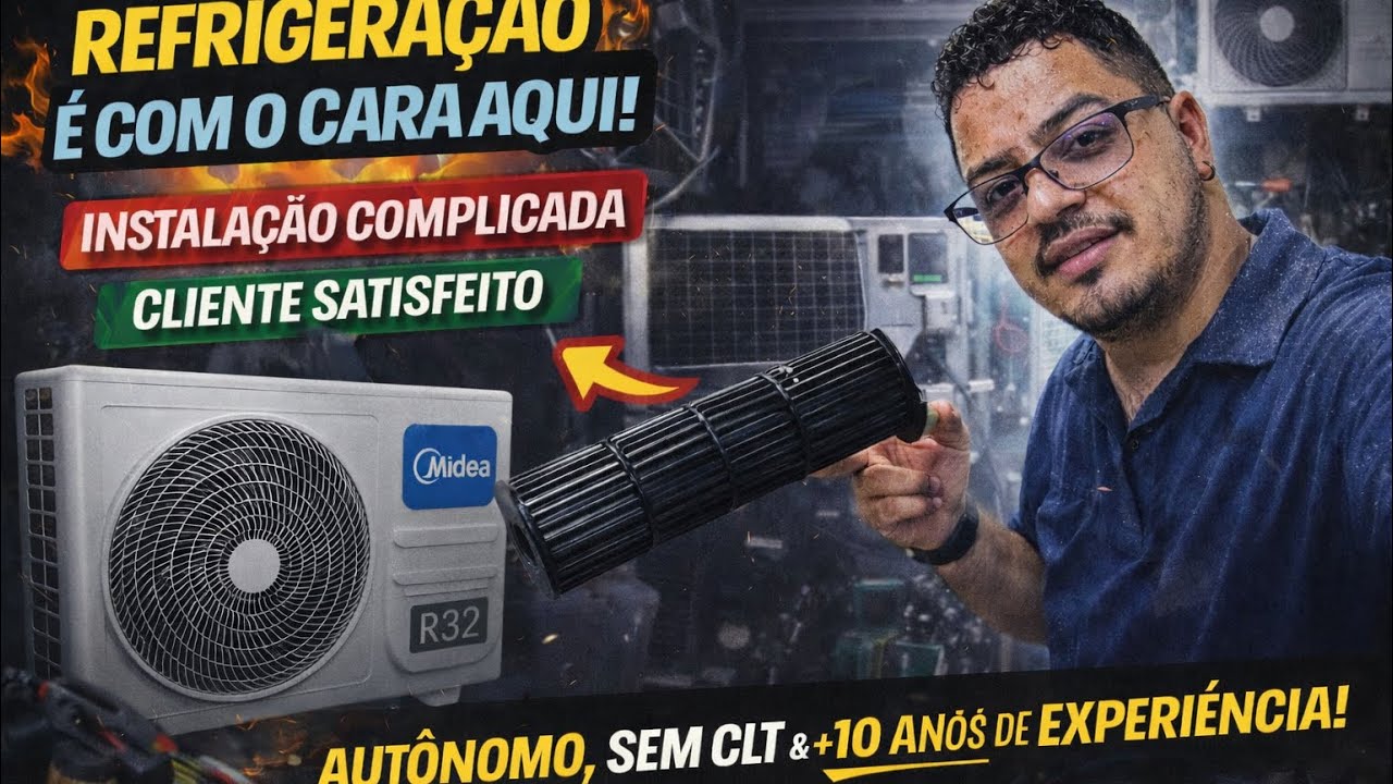 Não Sou CLT! Instalação Midea R32 em Lugar Apertado e Cliente Pediu Mais Um Serviço