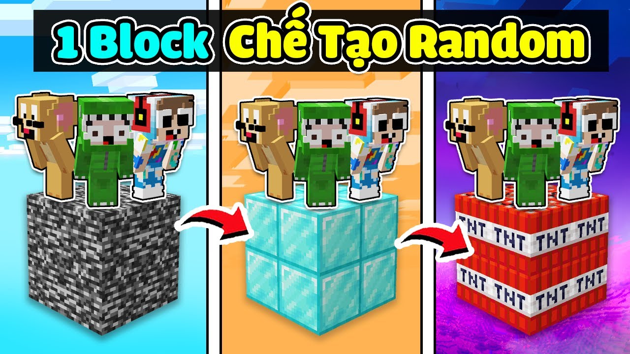 KHANGG BEDWARS THỬ TH&Aacute;CH 24H CHẾ ĐỘ 1 BLOCK RANDOM CHẾ TẠO NGẪU NHI&Ecirc;N SI&Ecirc;U VIP TRONG MINECRAFT