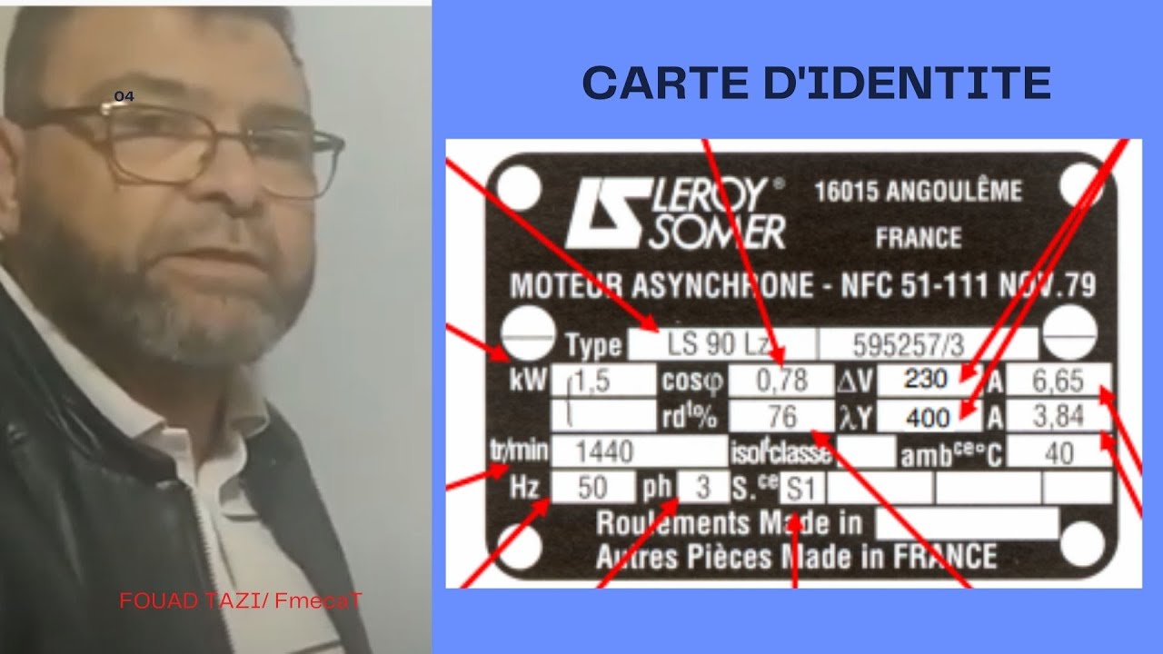 Video N°209 PLAQUE D'IDENTITE MOTEUR ASYNCHRONE