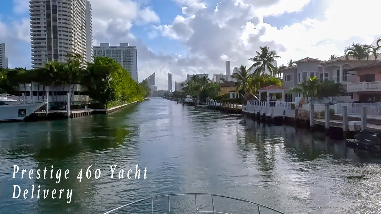 Prestige 460 Yacht Delivery from Marina Palms Yacht Club & Residence to Royal Palm Marina