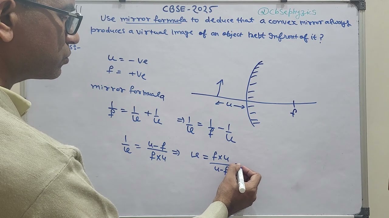 Use mirror formula to deduce that a convex mirror always produces  a virtual image of an object kept