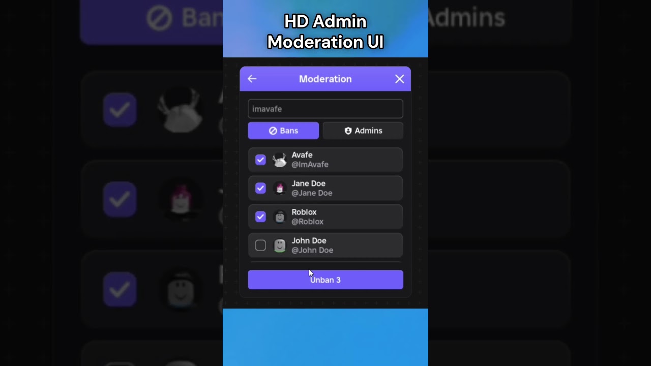 HD Admin Moderation UI #robloxdev #roblox #games #gamedev