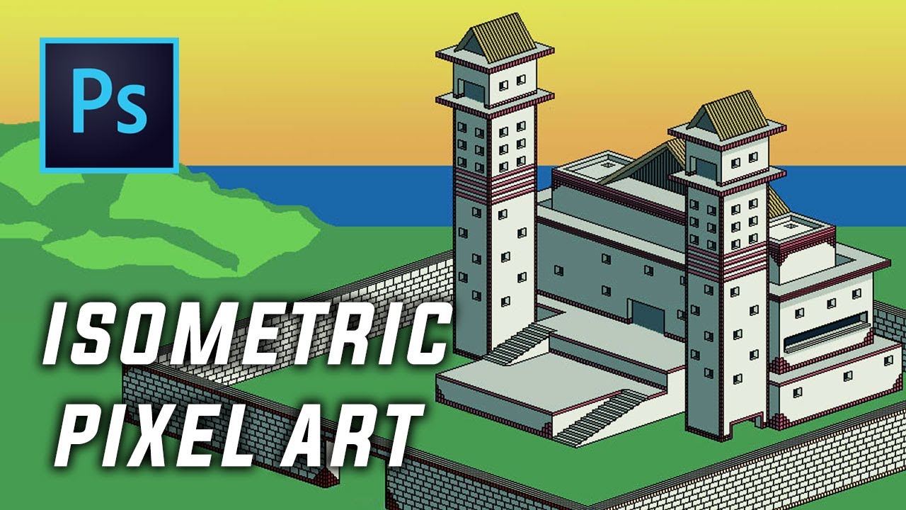 How I made an Isometric Pixel Art Castle in Adobe Photoshop, tips and tricks for beginners
