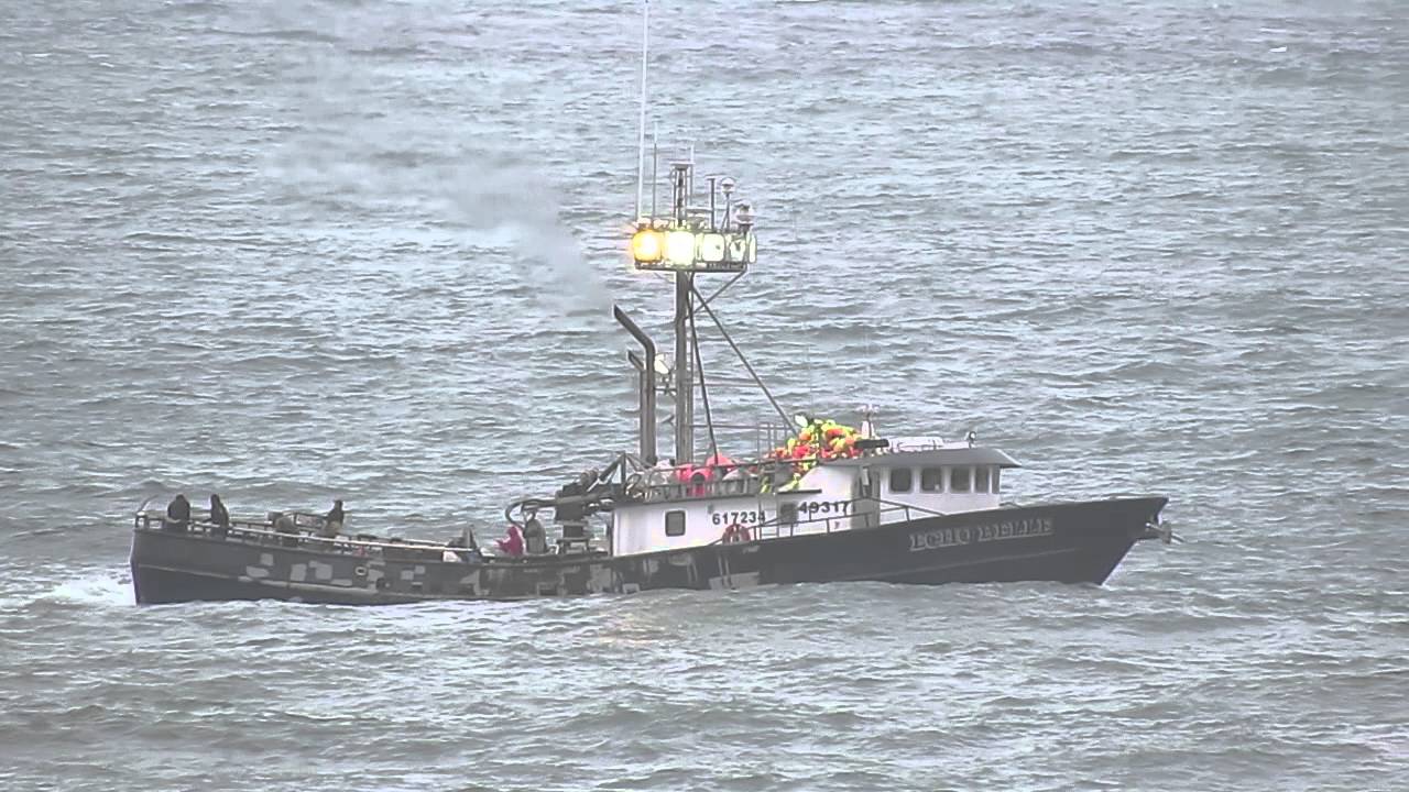 Large fishing boat crabbing off Devil's Kitchen, Bandon, OR