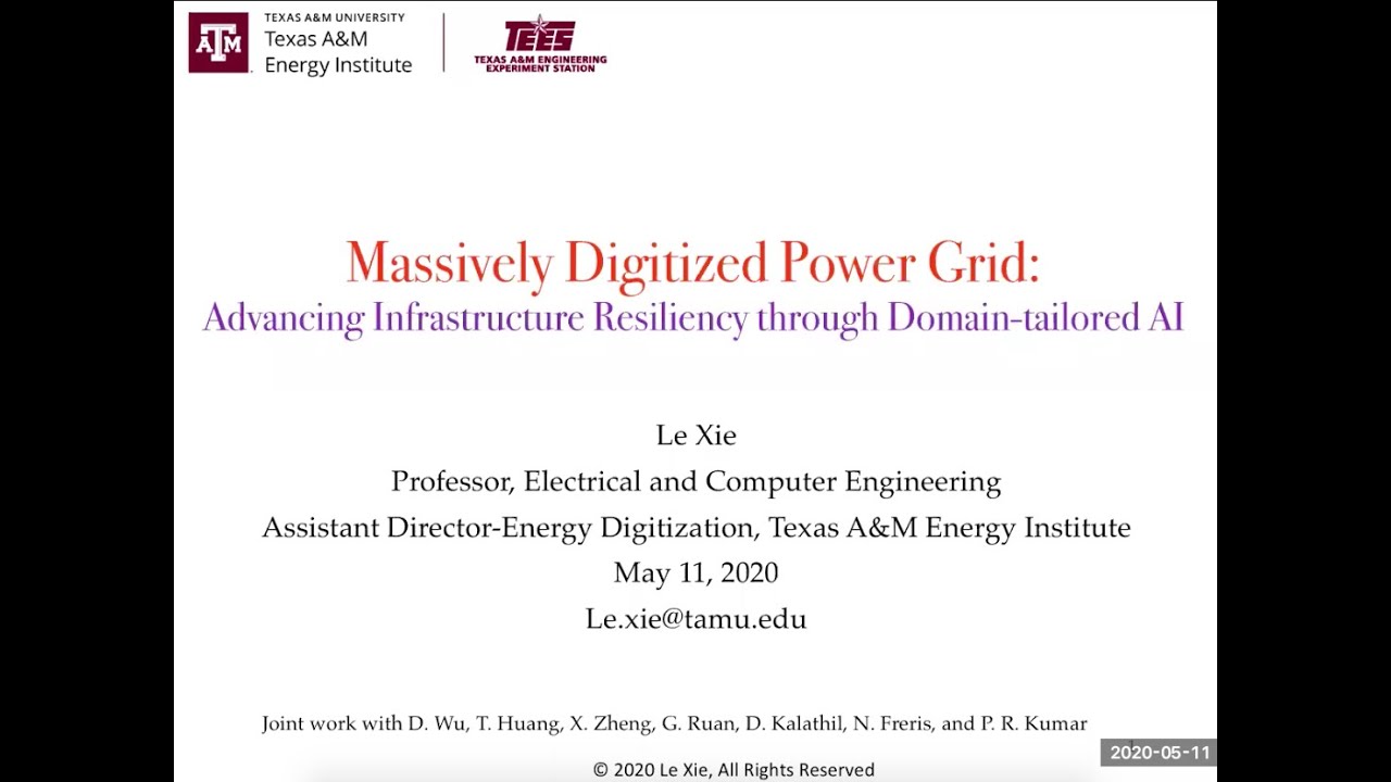 Texas A&M Energy Institute Lecture Series: Dr. Le Xie - 