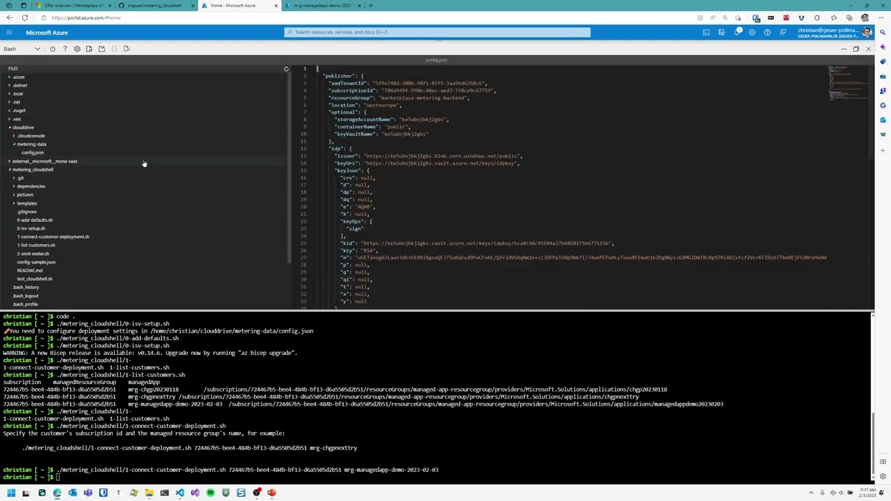 Manual Azure Marketplace metered billing submission for a ManagedApp from Cloud Shell