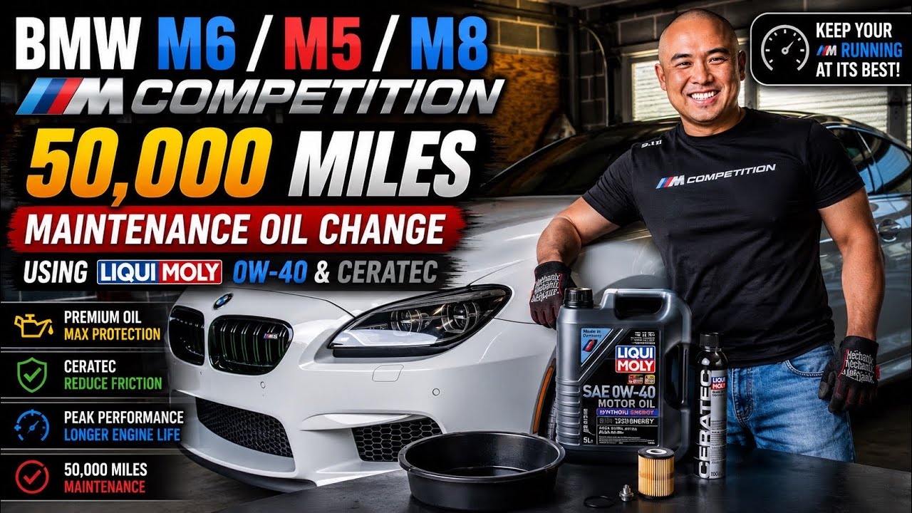 BMW M6/M5/M8 Competition 50,000 Miles Maintenance Oil Change Using Liqui Moly 0W-40 and Ceratec