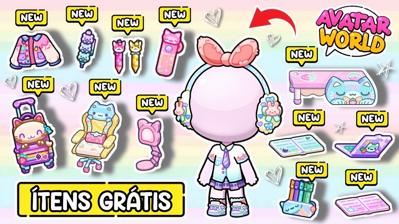 COMO CONSEGUIR ÍTENS ESCOLARES KAWAII GRÁTIS NO AVATAR WORLD 😱✨ - Aninha Games