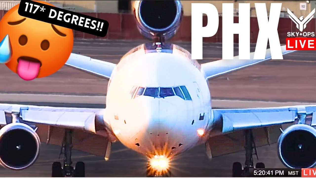 LIVE Plane Spotting Phoenix SkyHarbor (PHX) | Live Airport❤️Ramp Action! Record Heat 117 Degrees!