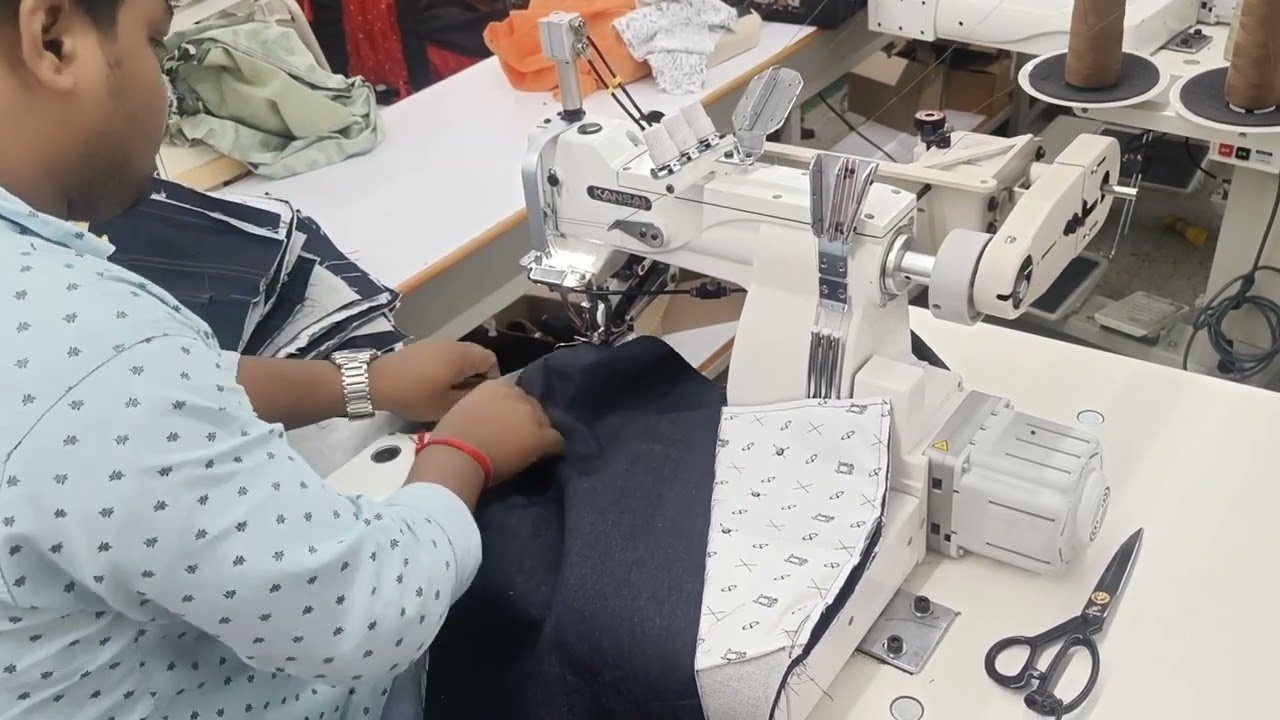 Kansai Special SQ7803LR/PF-HB/AF/DD  3Needle Feed-off arm Machine for Denim #jeanswear