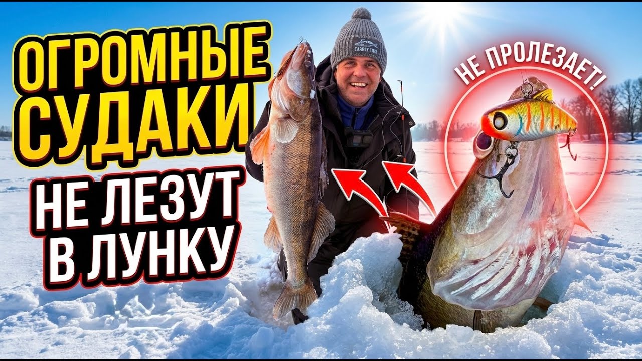 ОГРОМНЫЕ СУДАКИ не ЛЕЗУТ В ЛУНКУ Зимняя рыбалка на Вибы и раттлины