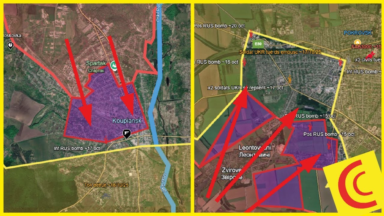 Conflit Ukraine 21/10/25 : avanc&eacute;es RUS sur Kupiansk & Pokrovsk