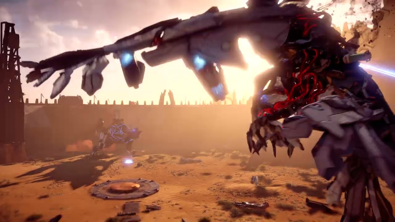 Horizon Zero Dawn - Corrupted Stormbird vs overridden Thunderjaw at the sun ring