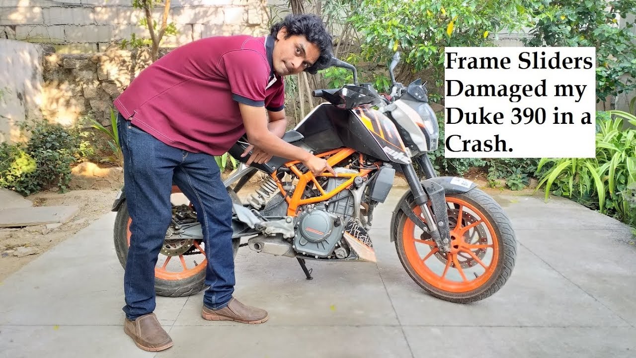 Frame Sliders Damaged my Duke 390 in a Crash.