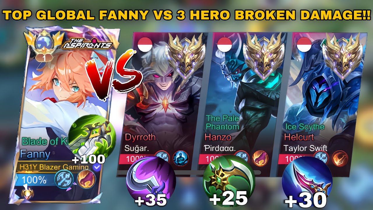 BLAZER TOP GLOBAL FANNY VS HERO l DAMAGE BROKEN!! SOLO RANK GAMEPLAY 🔥 - Mobile Legends