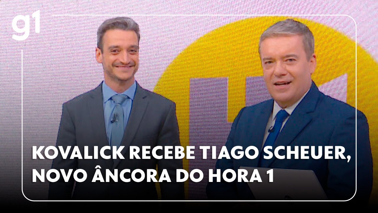 Roberto Kovalick recebe Tiago Scheuer, novo âncora do Hora 1 #g1