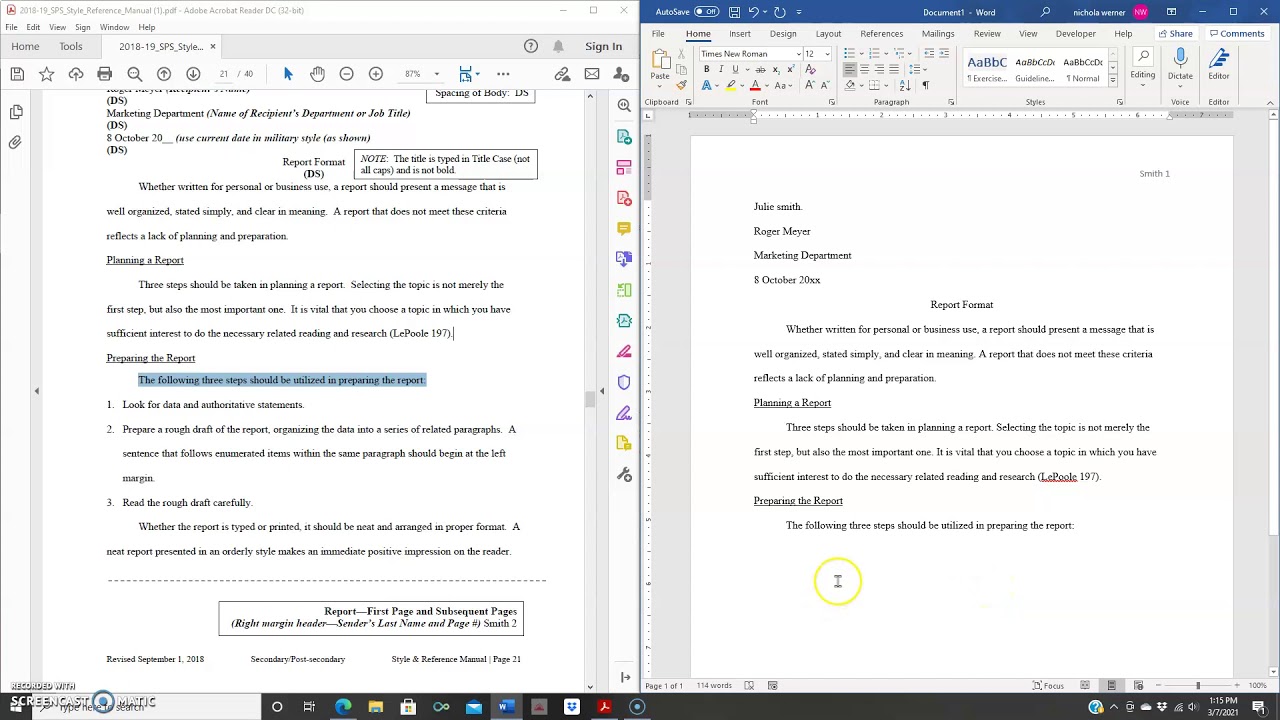 Report Formatting Guide
