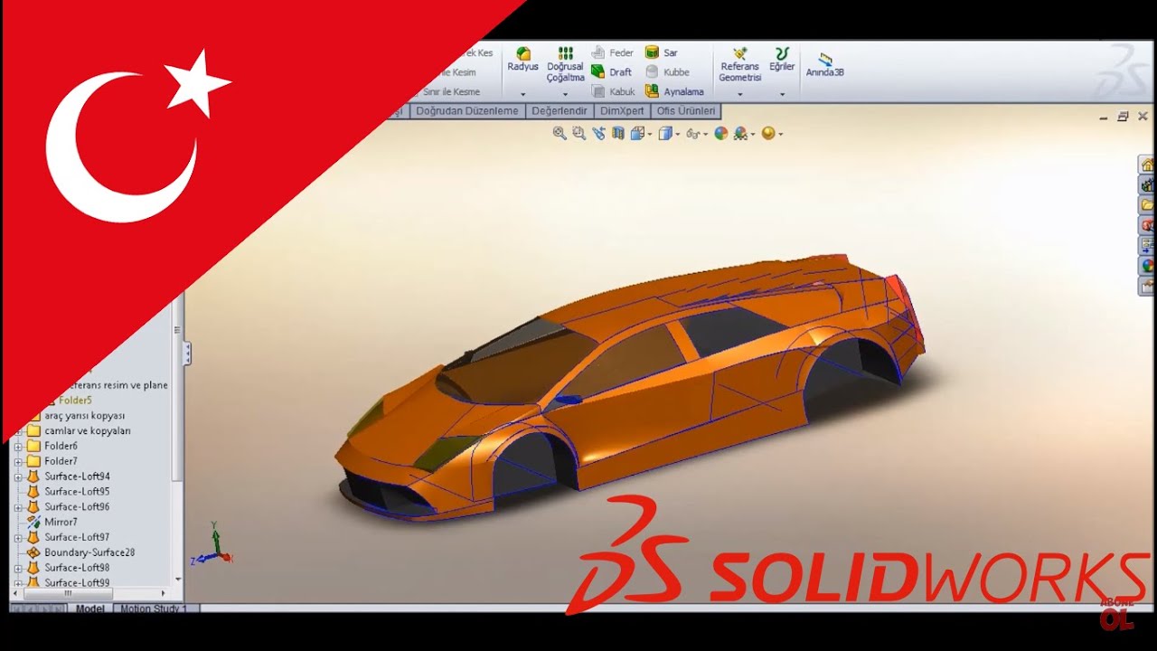 3D ARABA ÇİZİMİ SOLİD WORKS TÜRKİYE 2018