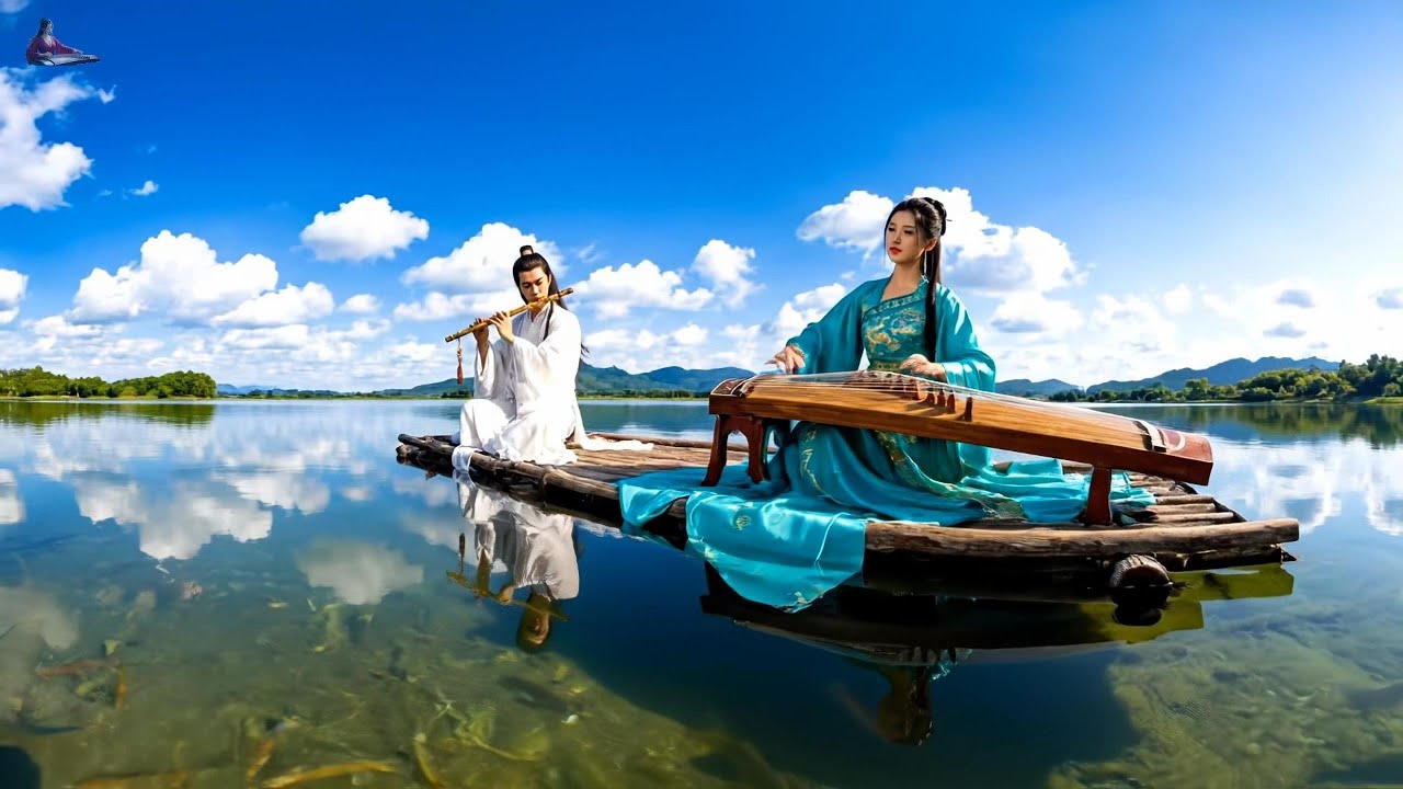 2 Hours Finding Inner Peace | Beautiful Oriental Melody (Soft Guzheng & Flute on Mirror Lake)