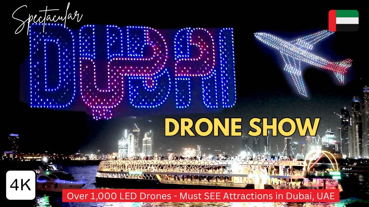 Check Out The SPECTACULAR Drone Show in Dubai, UAE! Dubai Shopping Festival 4K