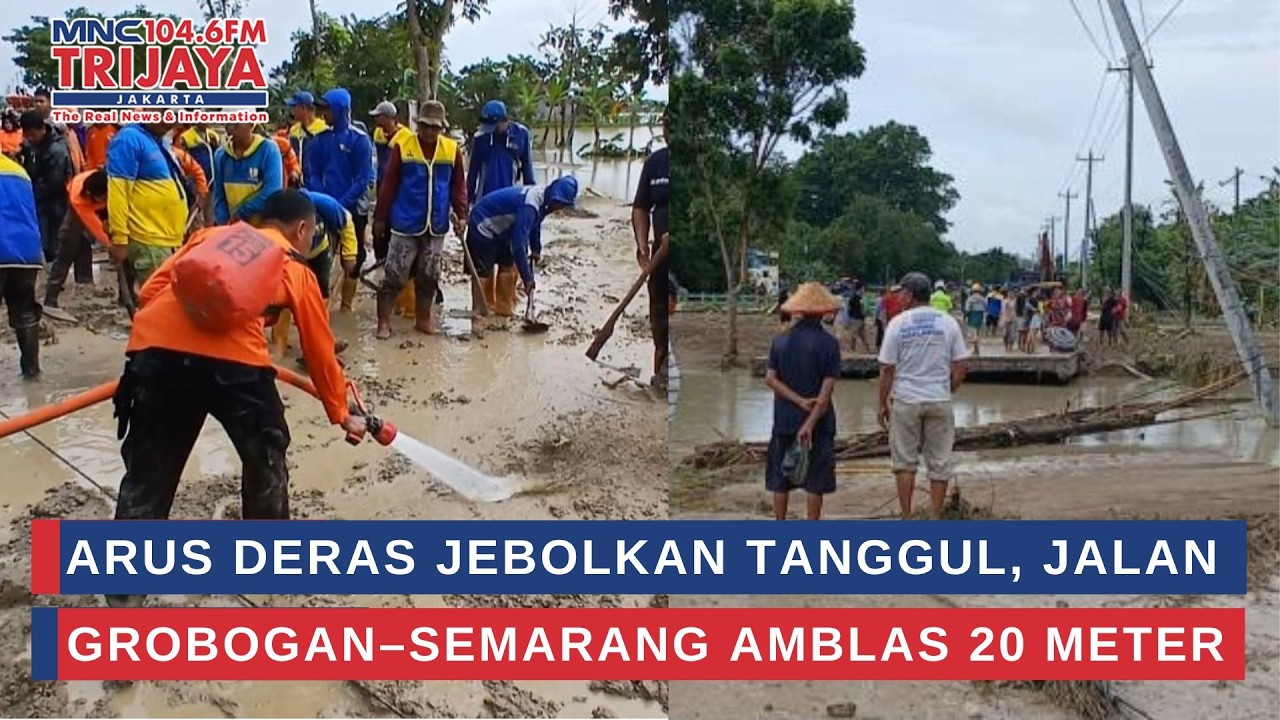 Arus Deras Jebolkan Tanggul, Jalan Grobogan–Semarang Amblas 20 Meter | Trijaya Update