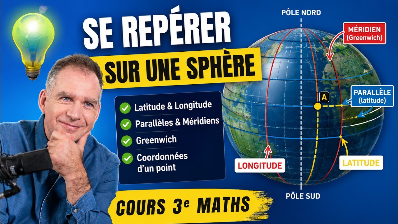 Se repérer sur une sphère • la Terre • Longitude, latitude, parallèle, méridien ♦ Cours Troisième