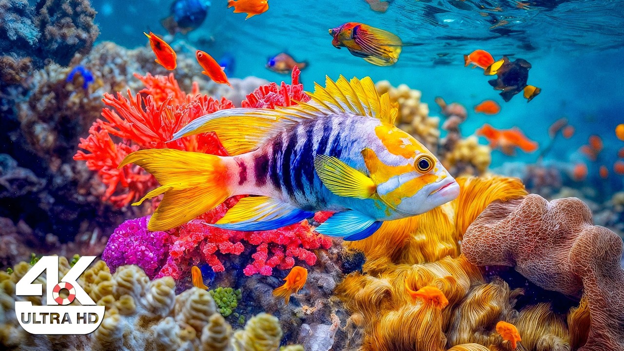 Aquarium 4K VIDEO ULTRA HD 🐠 Peaceful Ocean World with Flowing Fish and Gentle Night Sounds