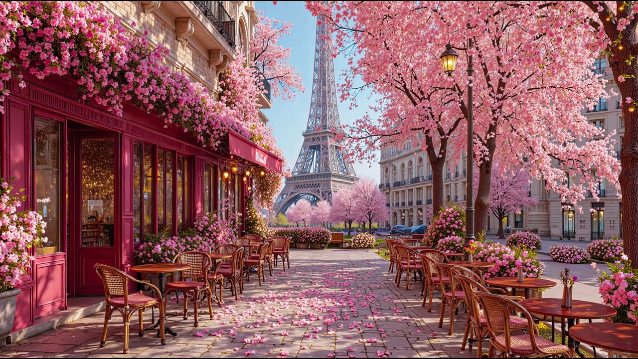 Spring Morning Café Jazz by the Eiffel Tower, Paris 🌸 Soft Bossa Nova & Gentle Jazz for a Calm Mood