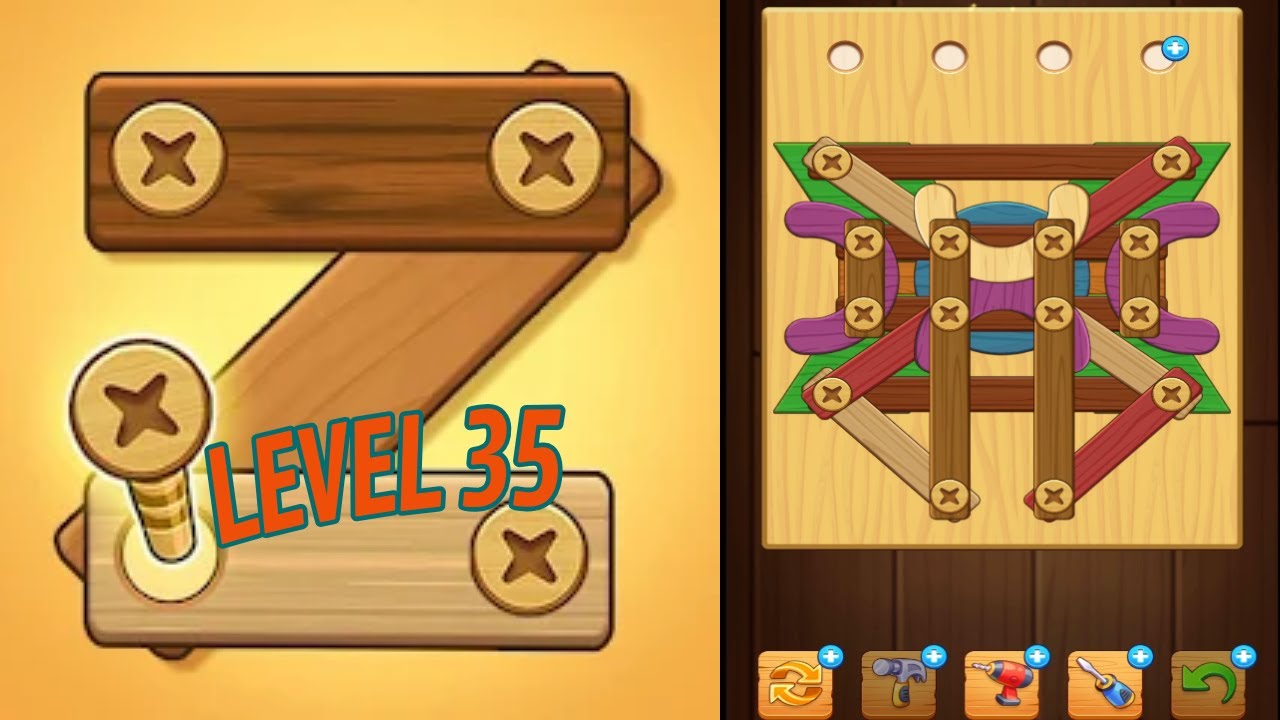 🏅 SCREW PUZZLE: Wood Nut & Bolt 🤪 Level 35 🧩 Gameplay Walkthrough