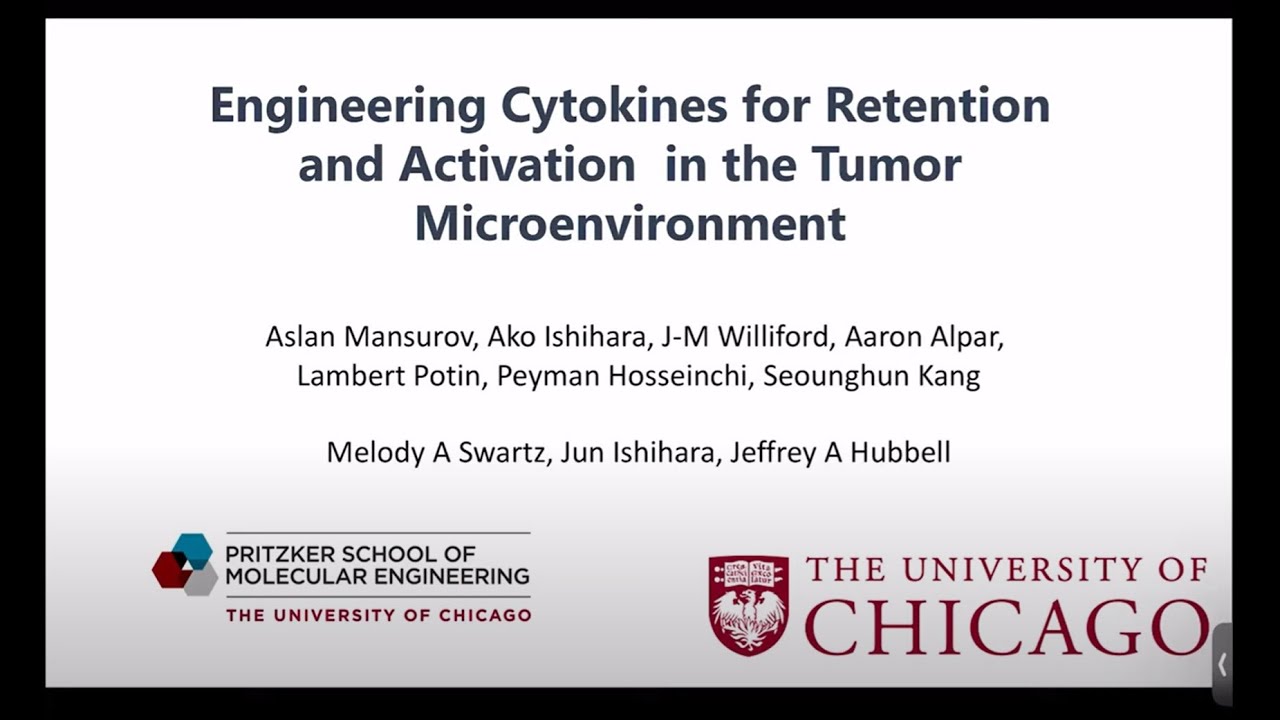 Harnessing Cytokines for Cancer Immunotherapy - Opening remarks; Prof. Jeffrey Hubbell, U Chicago