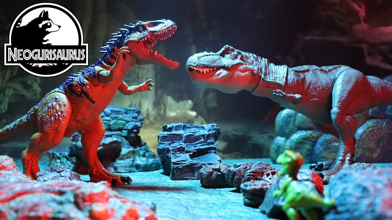 Baby Tyrannosaurus and Siats Meekerorum in the Cave! and a monolophosaurus